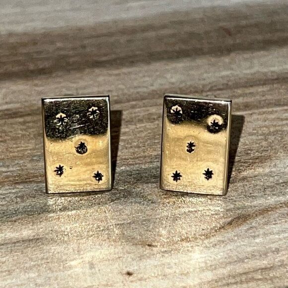 Mickok US Dice Cufflinks Mens Yellow Gold Tone Lucky Gambler Vegas Dice Roller - Picture 1 of 7